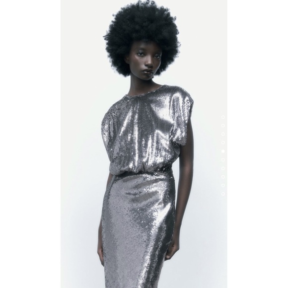 Zara Long Maxi Sequin Dress with scooped back - Picture 2 of 12